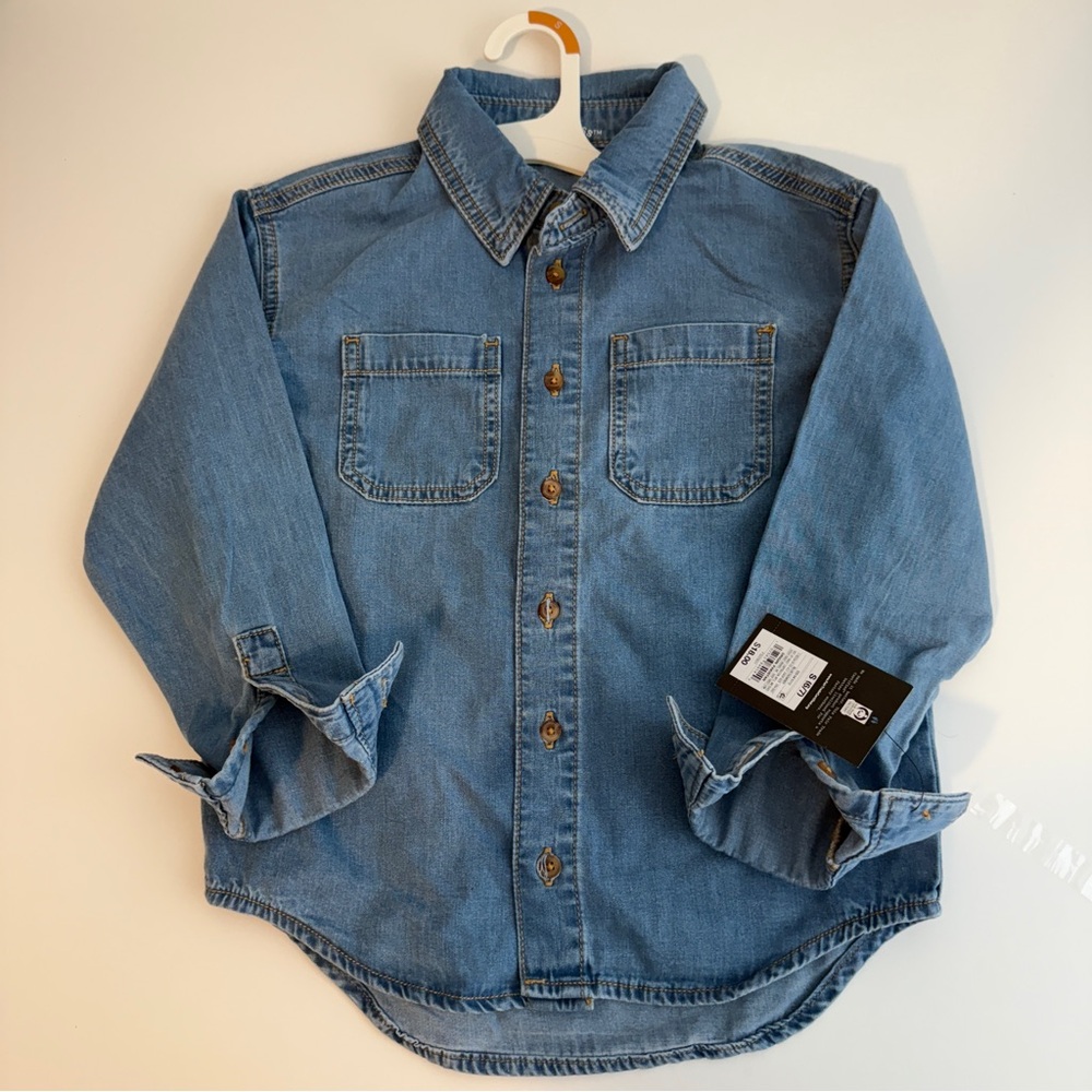 Blue Denim Button-Up Shirt 6/7 small